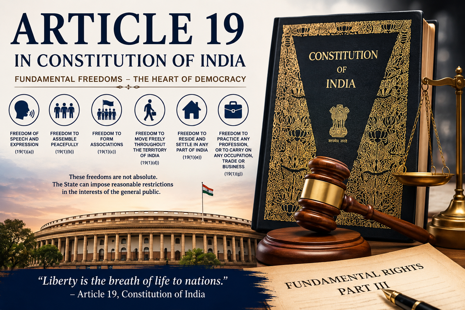 Article 19 in Constitution of India: Rights, Restrictions and Landmark Cases
