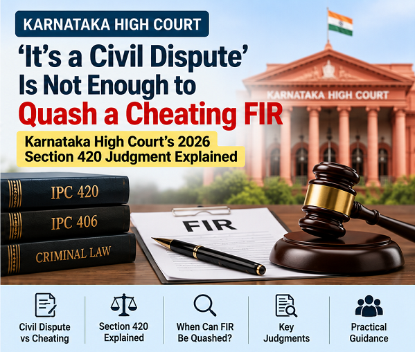 ‘It’s a Civil Dispute’ Is Not Enough to Quash a Cheating FIR: Karnataka High Court’s 2026 Section 420 Judgment Explained
